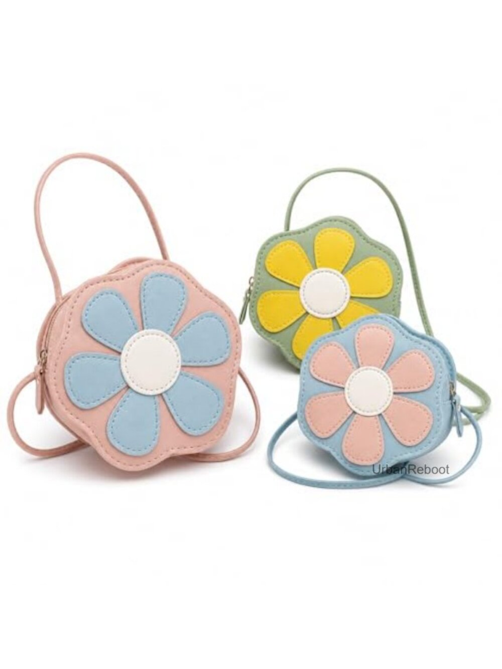 Girls Floral Crossbody Mini Bag Set PU Leather Lightweight Zipper